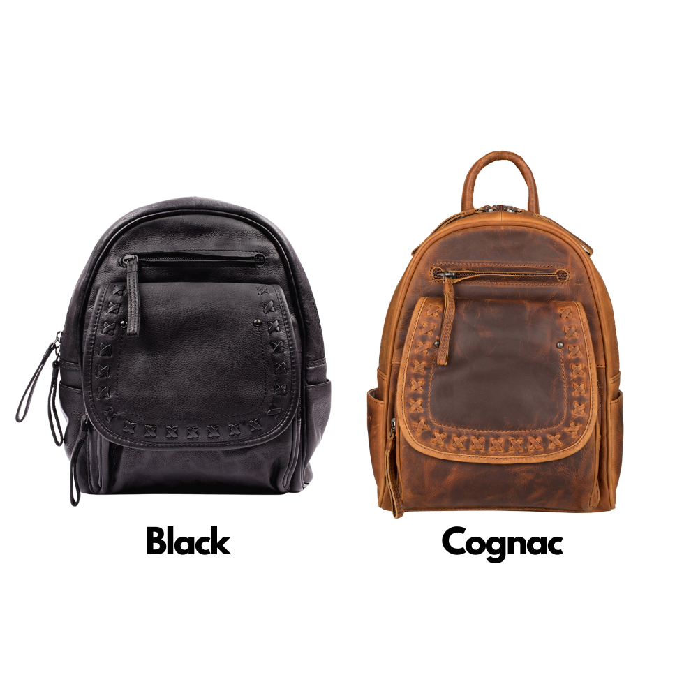 Concealed Carry RFID Daisy Leather Backpack by Lady Conceal