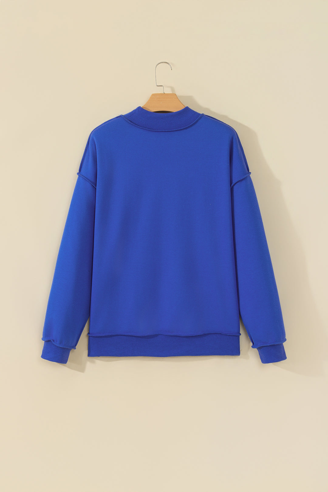 Black Oversize Drop Shoulder Reversible Mock Neck Sweatshirt