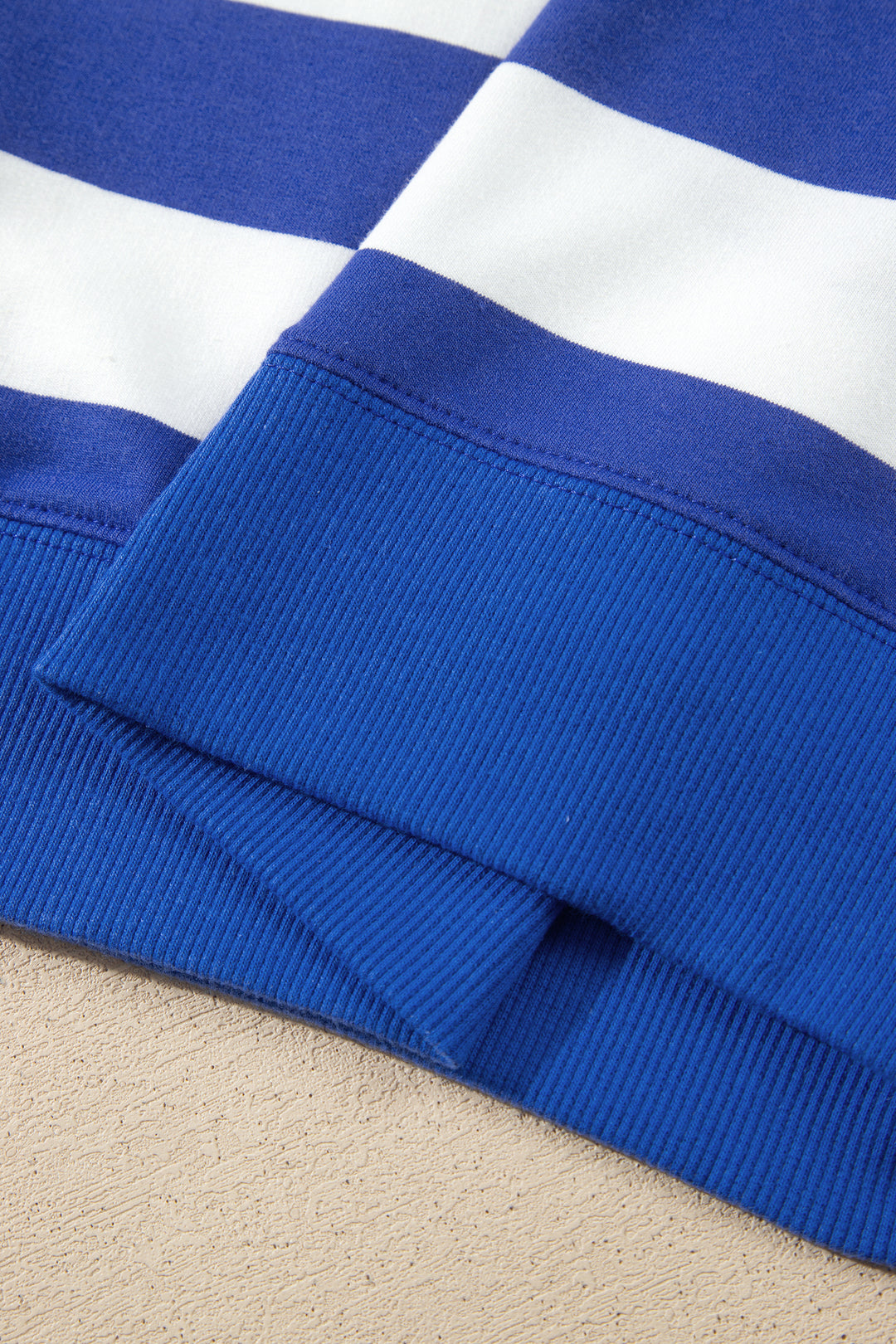 Blue Stripe Colorblock Mock Neck Relaxed Sweatshirt