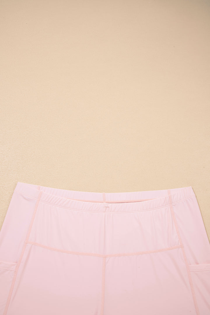 Pink Plus Size Build-in Shorts Sleeveless Dress With Short Two Piece Set