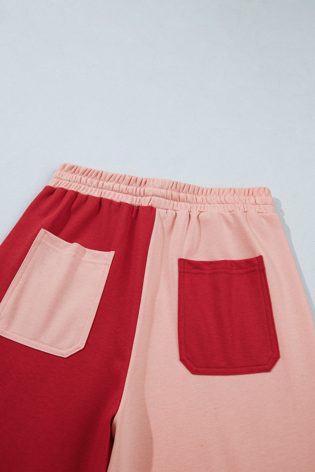 Russet Orange Raw Seam Colorblock Wide Leg Ankle Length Casual Pants