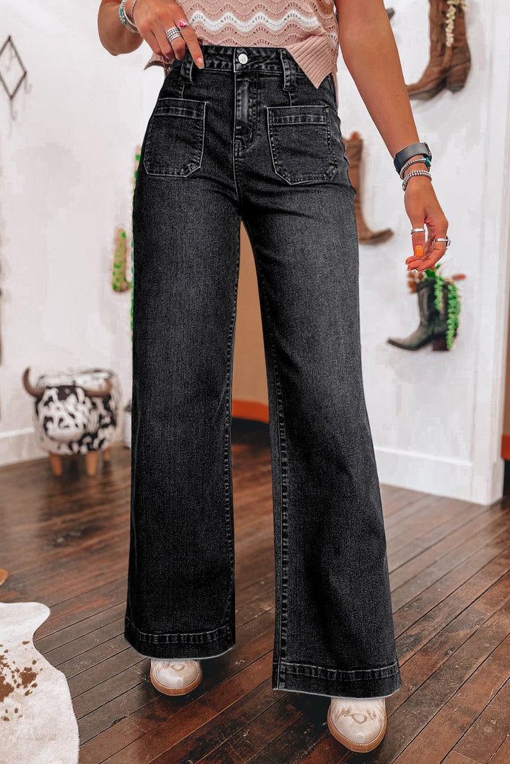 Victoria Wide Leg Pocketed High Waist Jeans