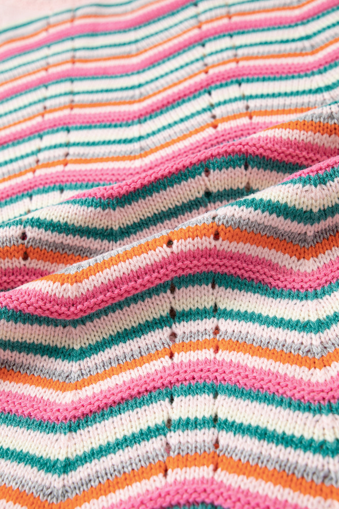 Multicolour Casual Chevron Striped Drop Shoulder Sweater