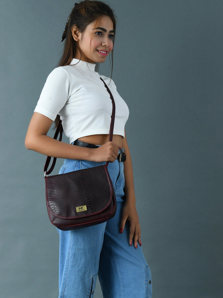 The Croco Satchel- Cherry Red