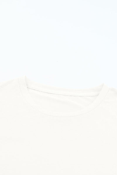 White Casual Plain Crew Neck Tee