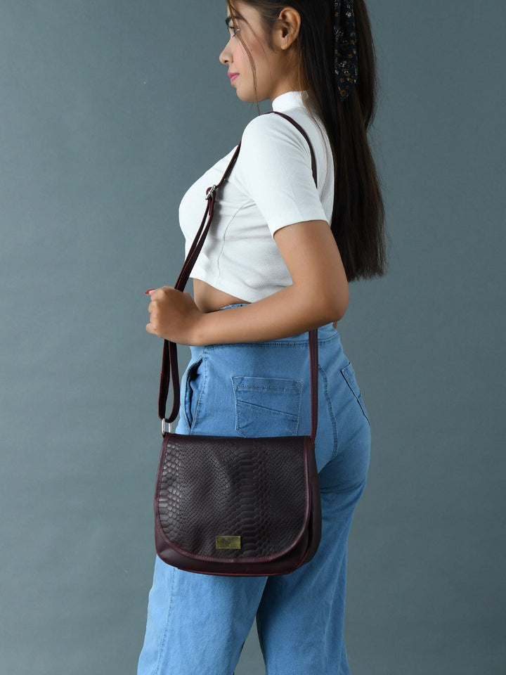 The Croco Satchel- Cherry Red