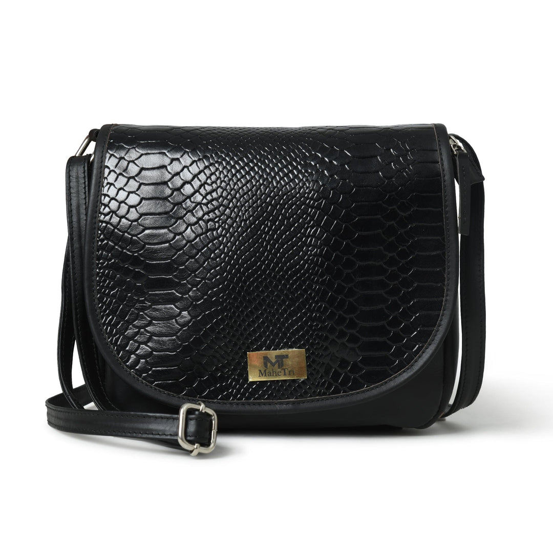The Croco Satchel- Black