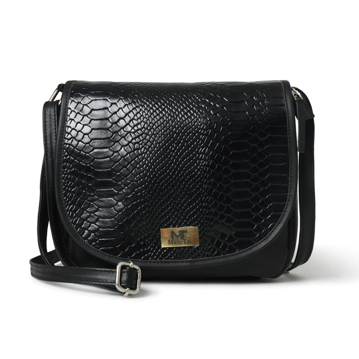 The Croco Satchel- Black