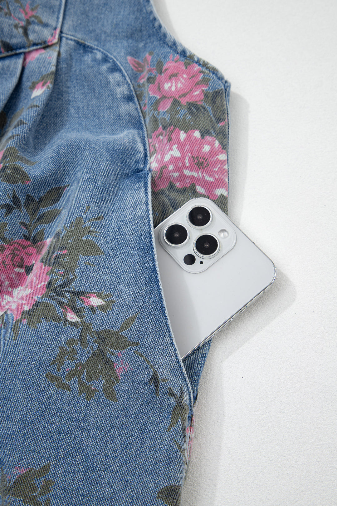 Myosotis Floral Print Denim Shortalls