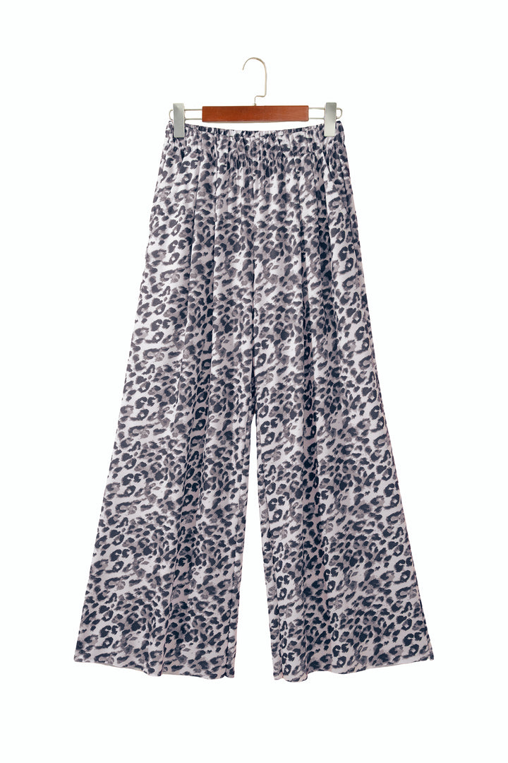Multicolour Leopard Print Wide Leg Full Length Pants