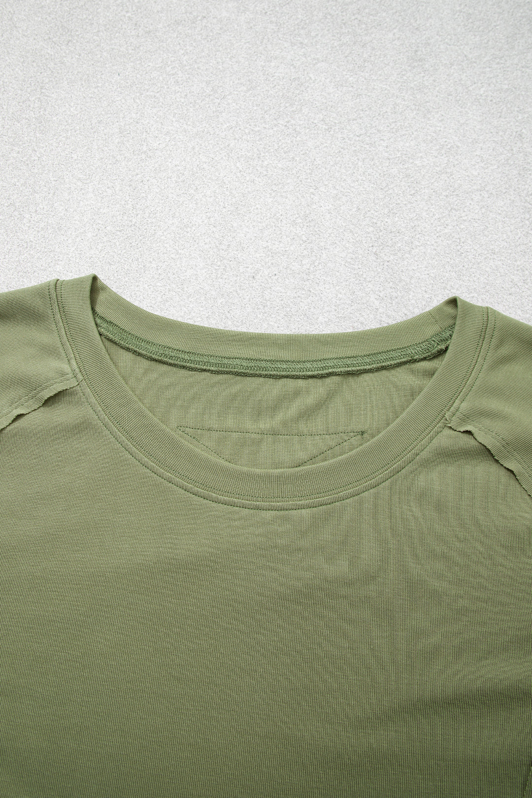 Guacamole Green Round Neck Paneling Long Sleeve Top