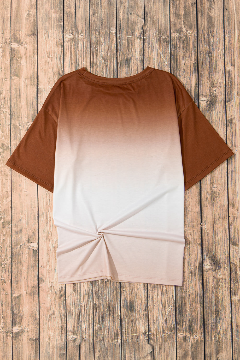 Brown Gradient Color Crew Neck T-shirt