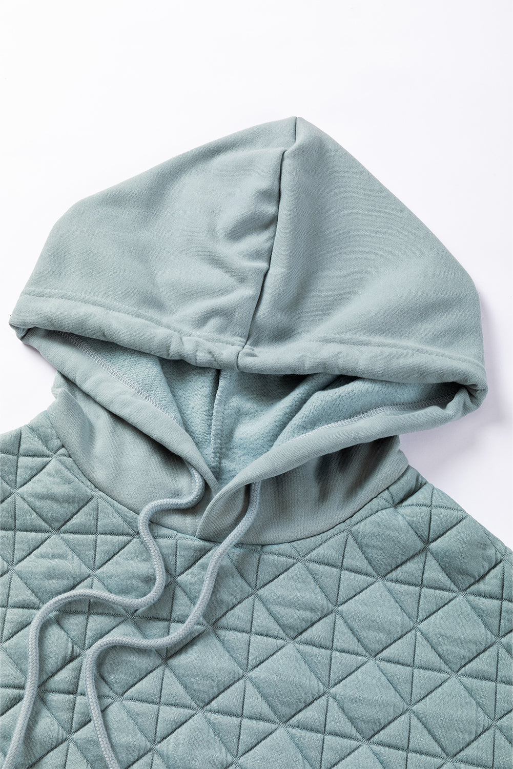 Light Grey Drop Shoulder Quilted Patchwork Kangaroo Pocket Hoodie