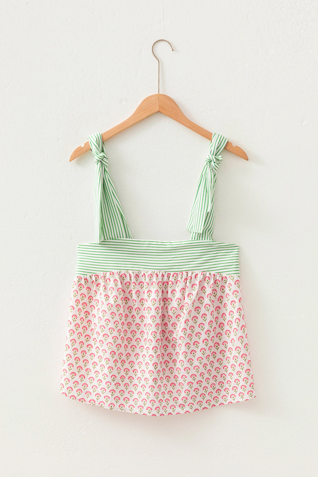 Pink Fashion Printed Knot Straps Babydoll Tank Top