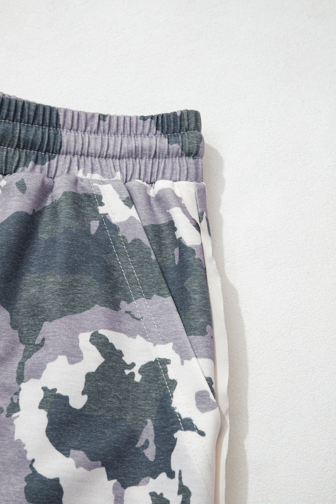 Brown Camo Drawstring Waist Patch Pocket Plus Size Pants