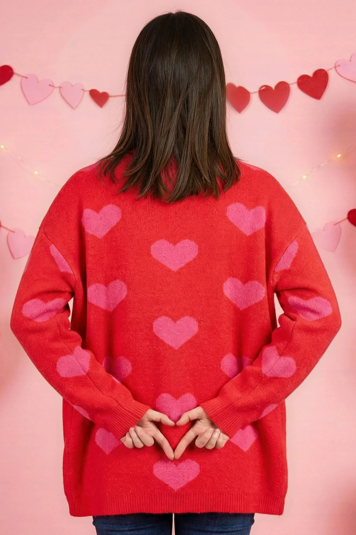 Open Front Heart Cardigan