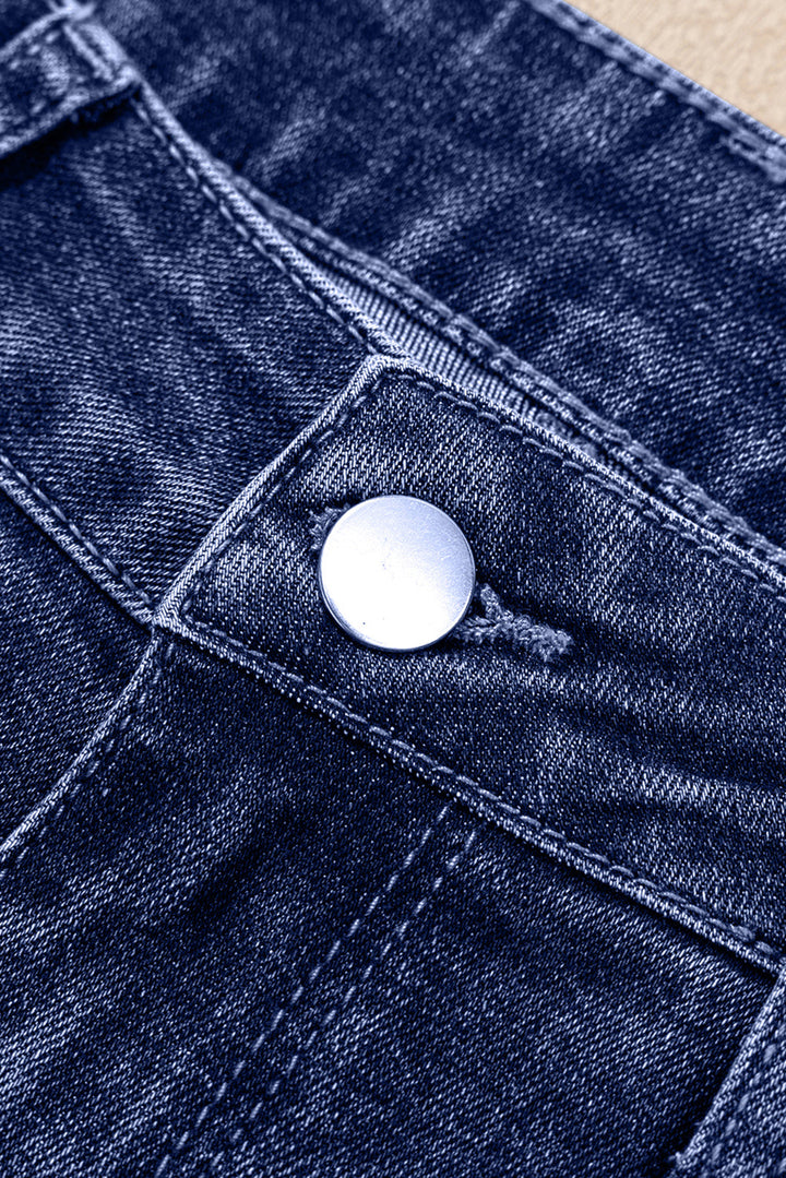 Jacy Cuffs Distressed Straight High Waist Jeans