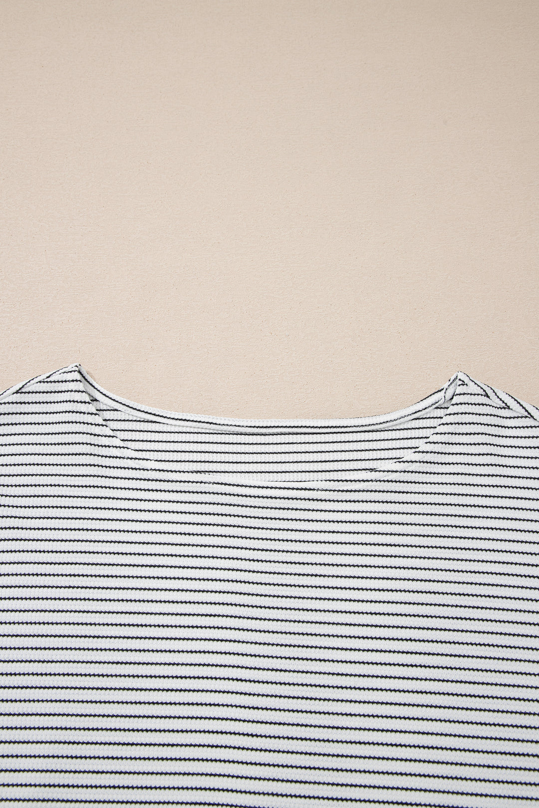 White Stripe Contrasted Ruffle Trim Loose Long Sleeve Top