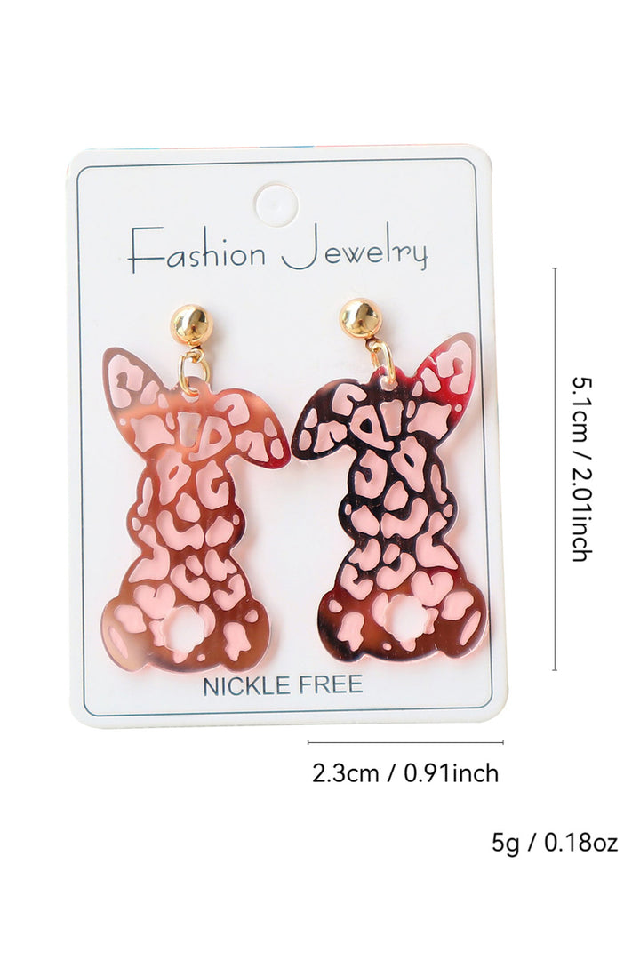 Pink Leopard Bunny Acrylic Earrings
