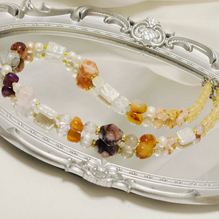 Handmade Premium Crystal Necklace |  Artisan Woven Jewelry with Alloy Accents  | Elegant Sparkling Statement Necklace for Women (MAC345)