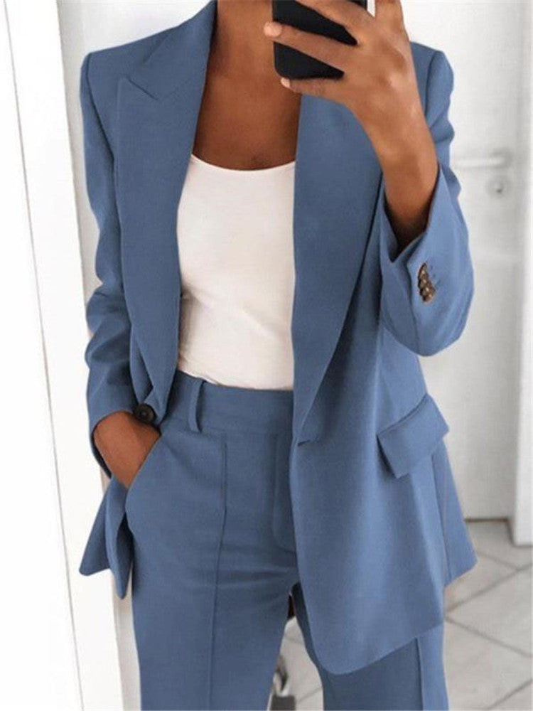 Lapel Blazer &amp; Slim-Fit Trousers Two-Piece Suit – 10 Colors XS–5XL
