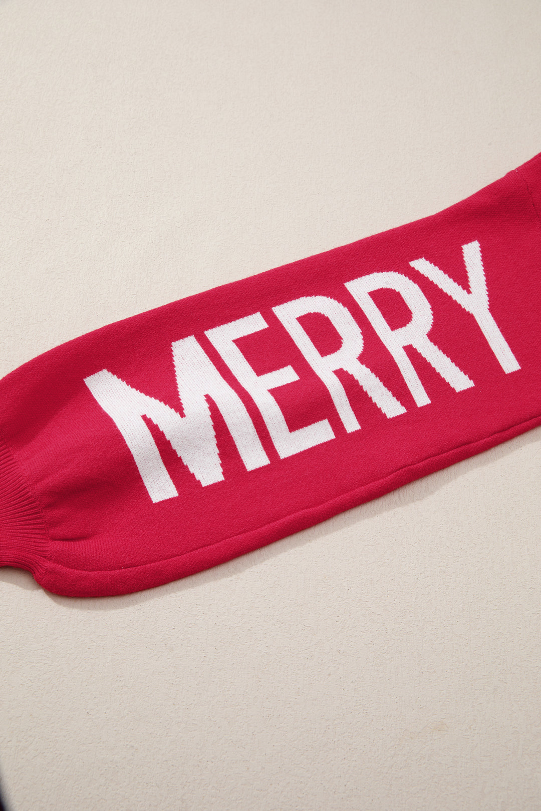 Fiery Red HO HO HO MERRY CHRISTMAS Drop Shoulder Loose Sweater