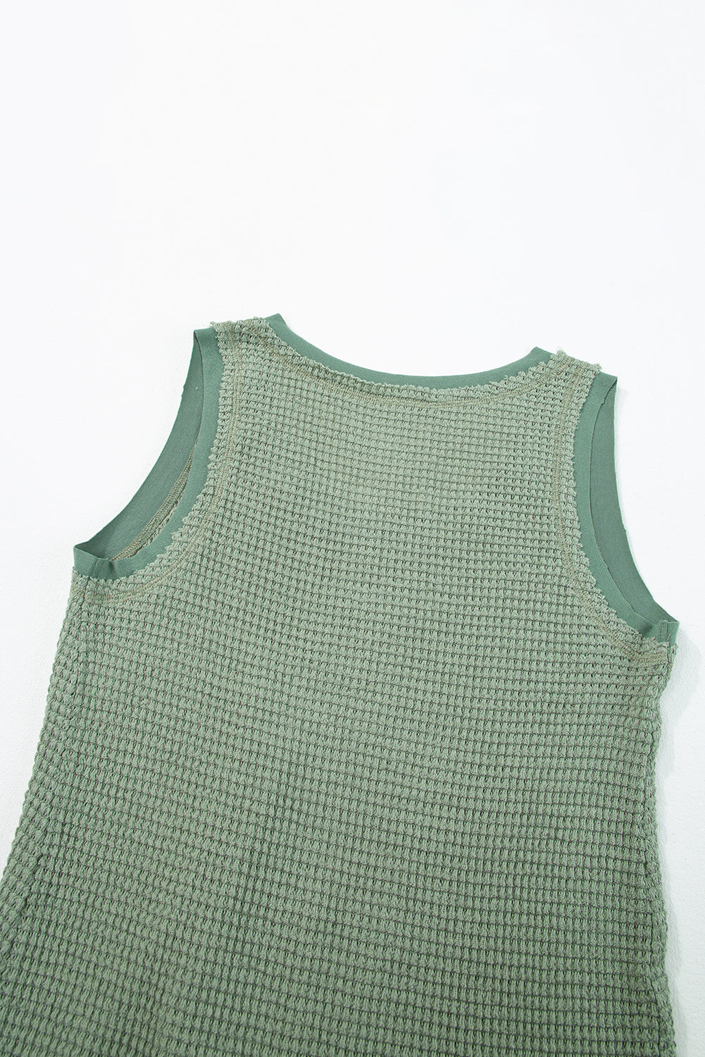 Sea Green Scoop Neck Waffle Knit Flowy Vest