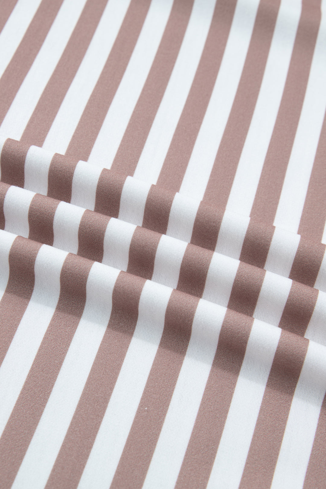 Orange Stripe Ribbed Trim Round Neck Short Puff Sleeve Plus T Shirt