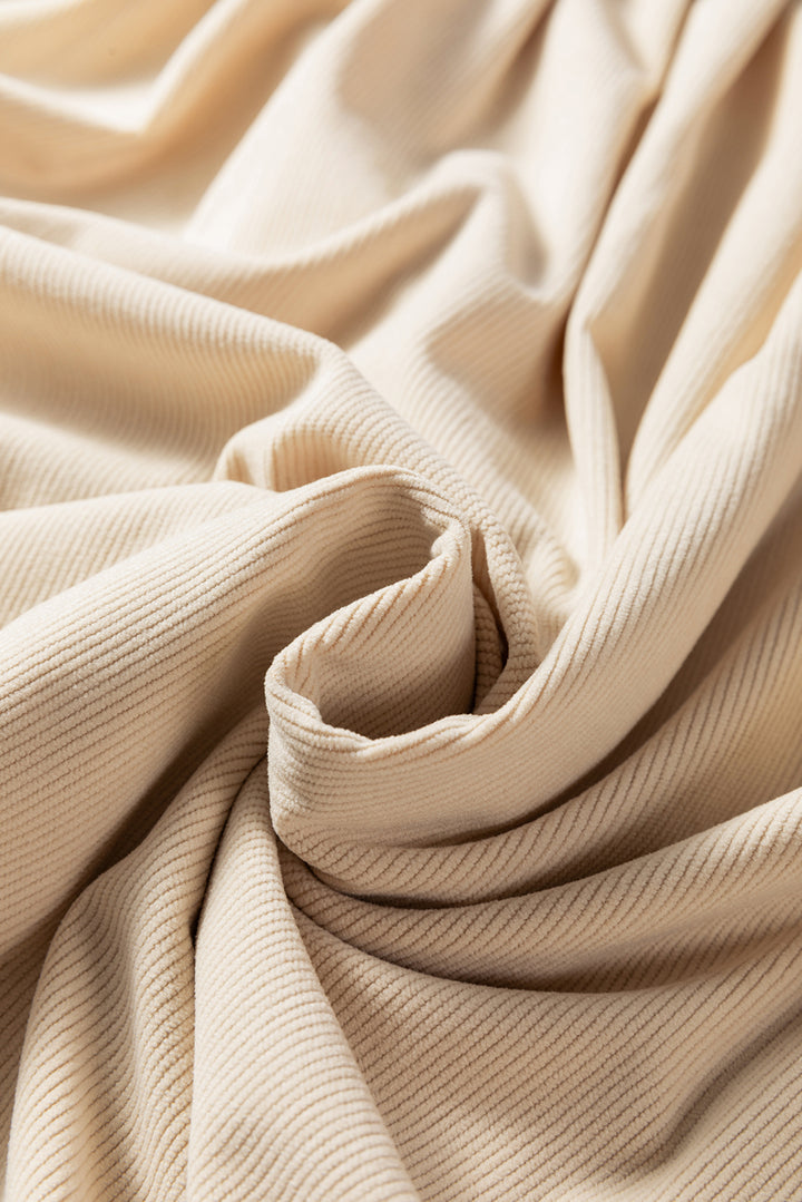 Parchment Notched Neck Scallop Detail Plus Size Mini Dress