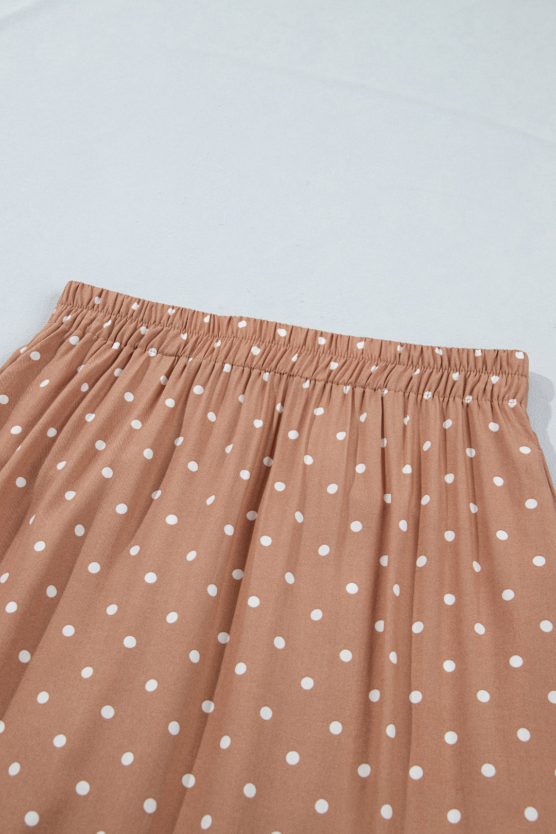 Brown Polka Dot Lace Hem Elegant Long Shift Skirt