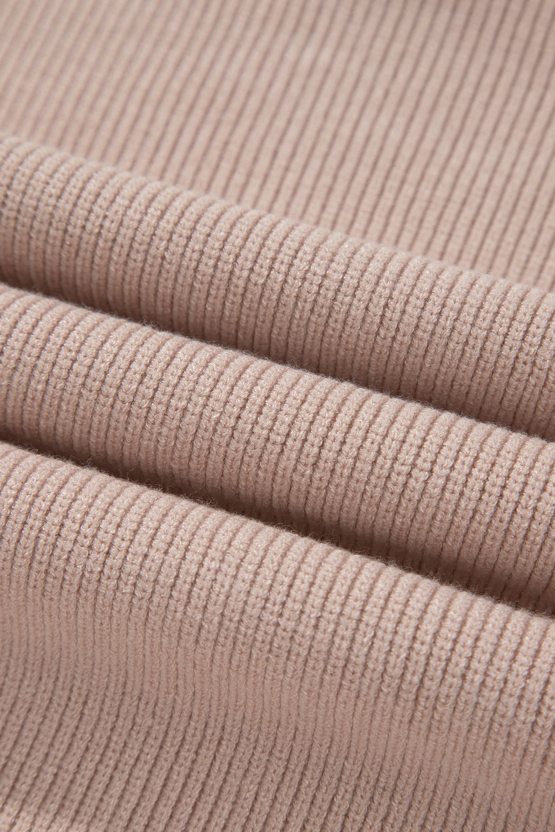 Light French Beige Sleeveless High Neck Knit Split Hem Shift Silhouette Wool Sweater Vest