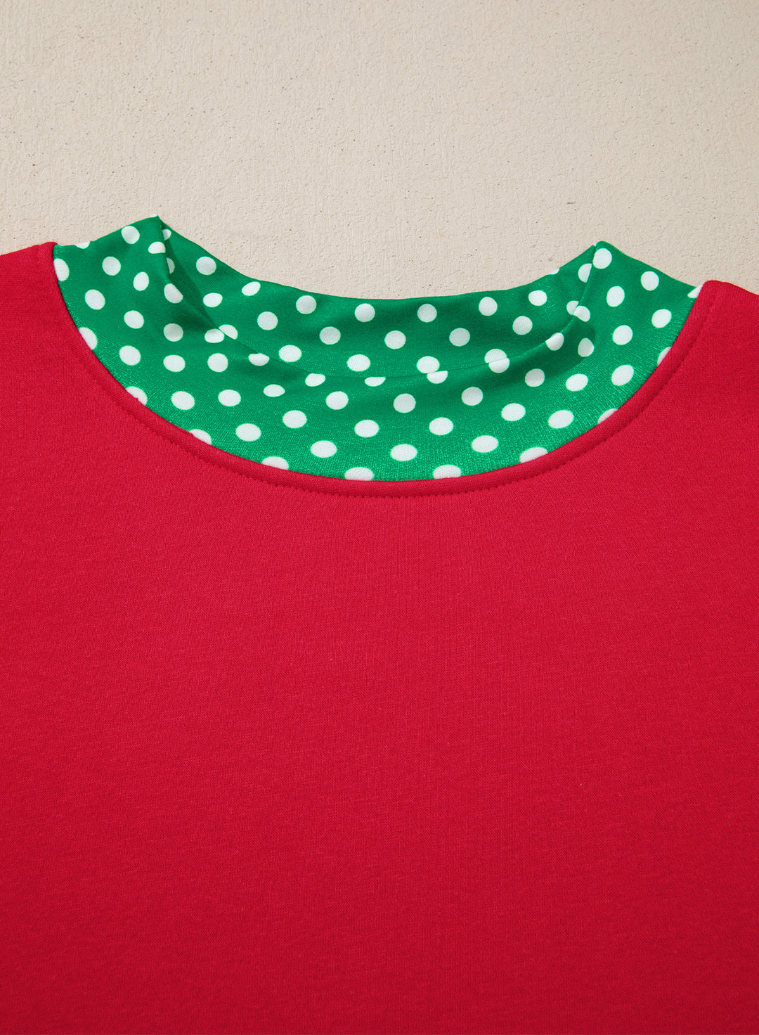 Orange Polka Dot Patchwork Round Neck Plus Size Sweatshirt