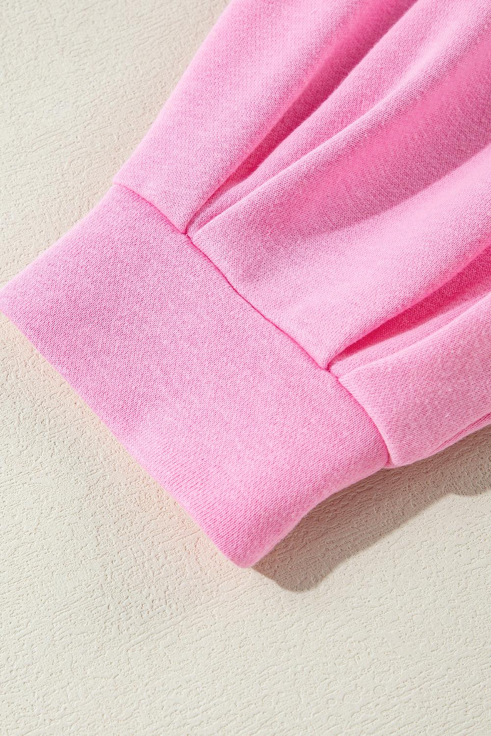 Cuff detail of sachet pink sweatshirt sleeve