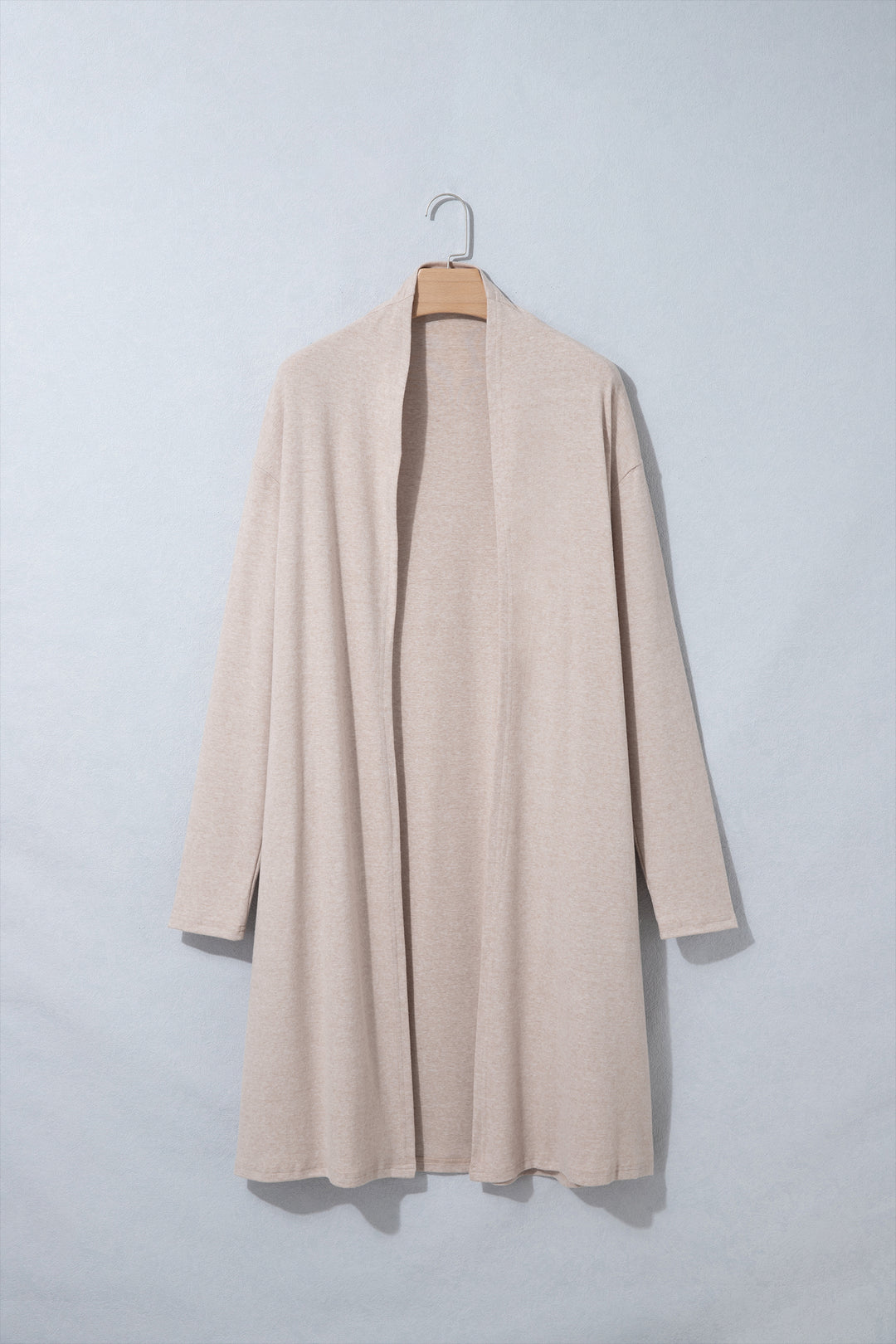 Parchment Solid Color Long Sleeve Casual Tunic Shift Cardigan