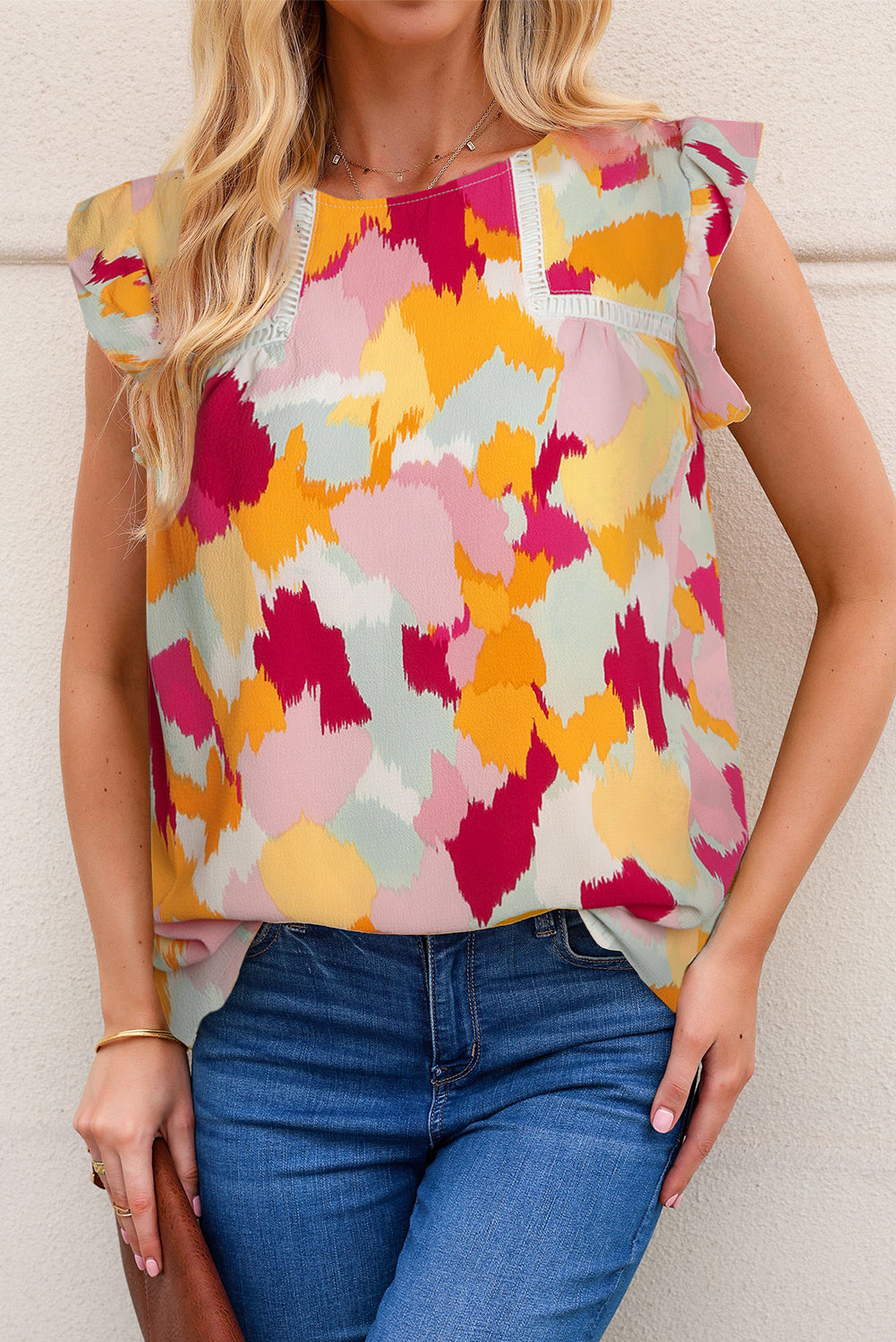 Multicolor Abstract Printed Flutter Tank