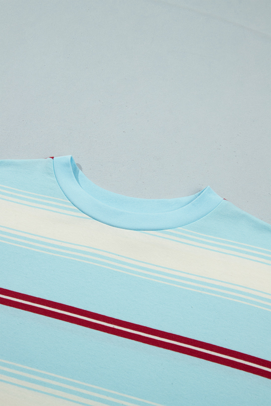 Sky Blue Stripe Casual Striped Patchwork Long Sleeve Loose Pullover Top