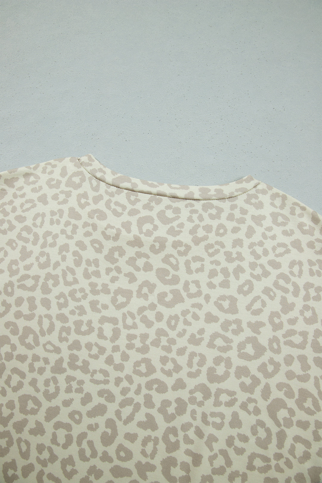 Gray Leopard Print Varsity Striped Detail 3/4 Sleeve Top Shift Pant Set