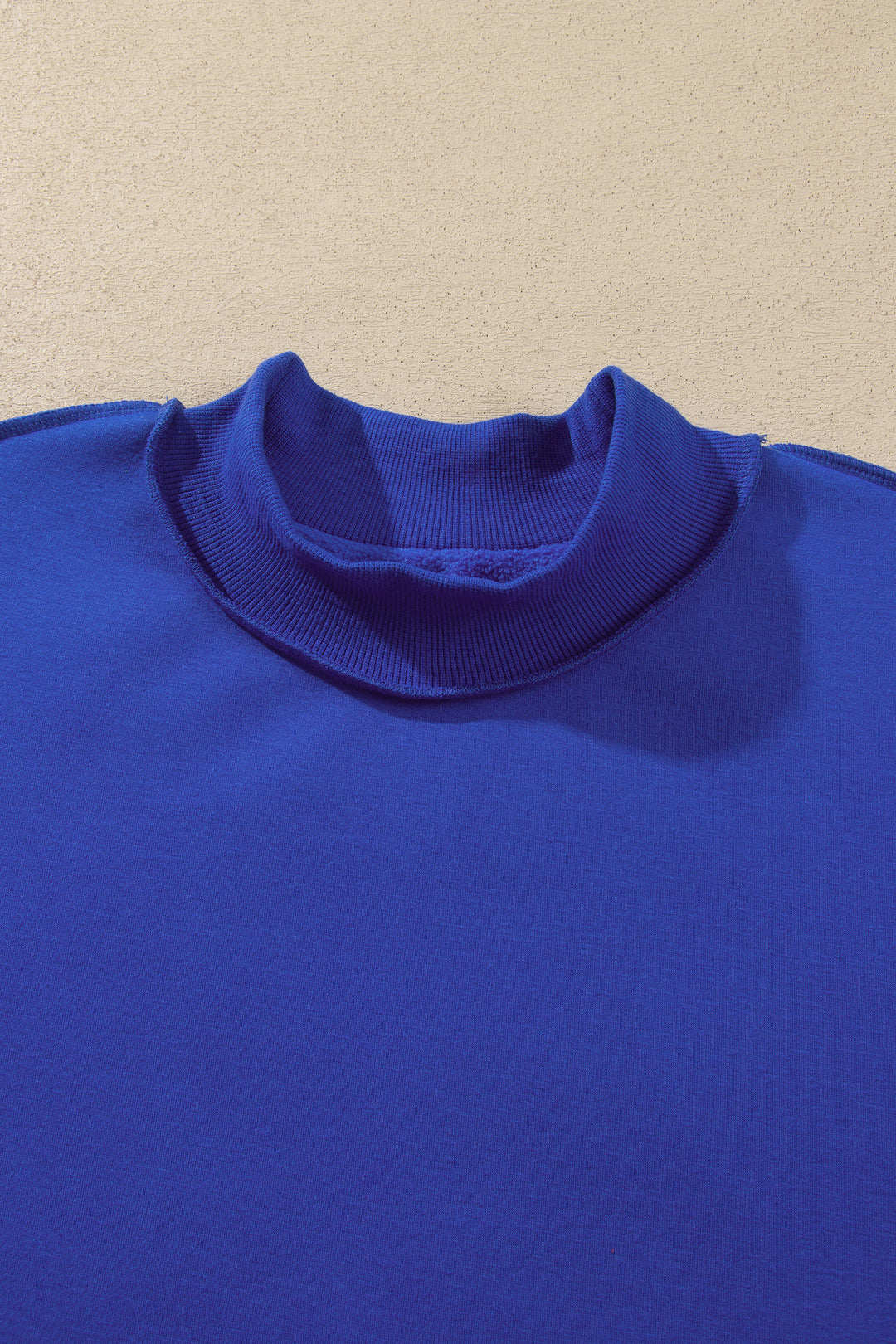 Black Oversize Drop Shoulder Reversible Mock Neck Sweatshirt