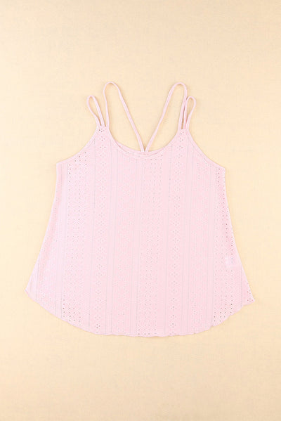 Pink Eyelet Strappy Scoop-Neck Tank Top