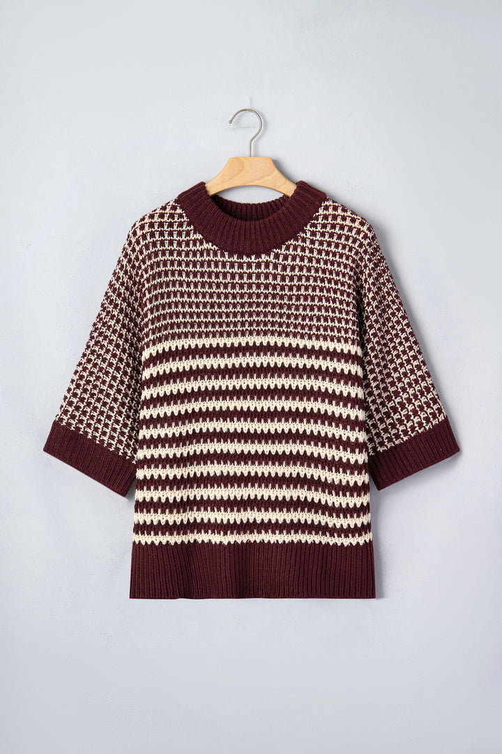 Red 3/4 Draped Sleeve Slouchy Sweater