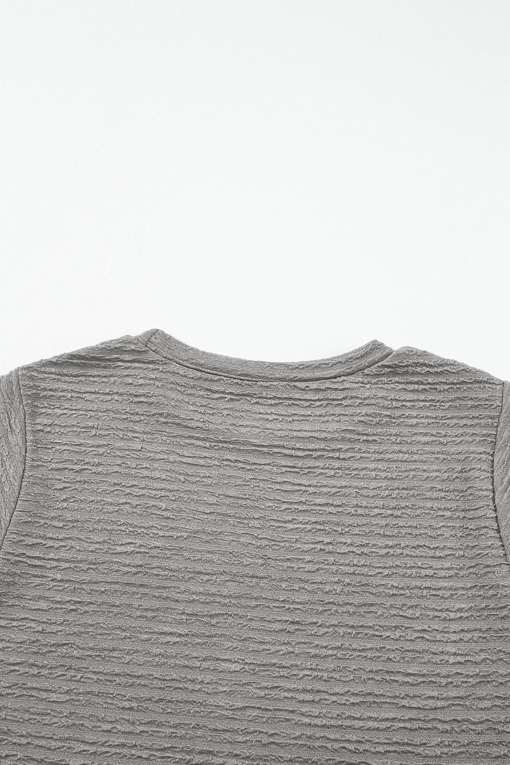 Medium Grey Solid Textured Batwing Sleeve Crew Neck T Shirt