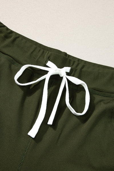 Moss Green Drawstring Waist Pocketed Joggers