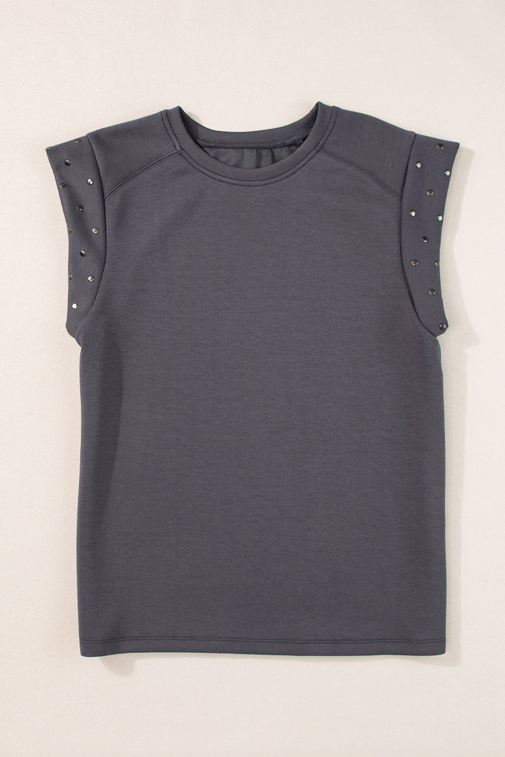 Dark Grey Studded Short Sleeve Top