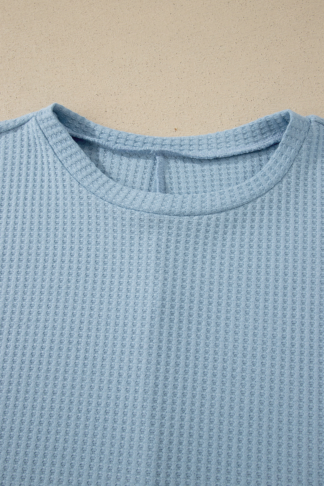 Sea Green Waffle Textured Knit Dolman Short Sleeve Loose Top