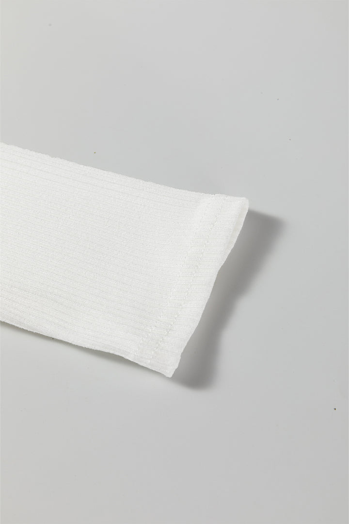 Black Ribbed Long Sleeve Crew Neck Solid Color Bodysuit