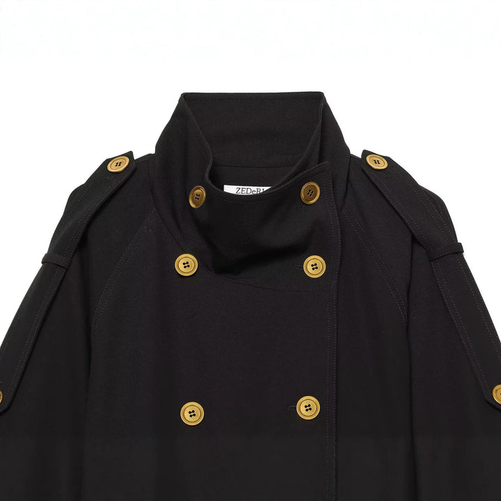 Cropped Double-Breasted Jacket with Gold Hardware