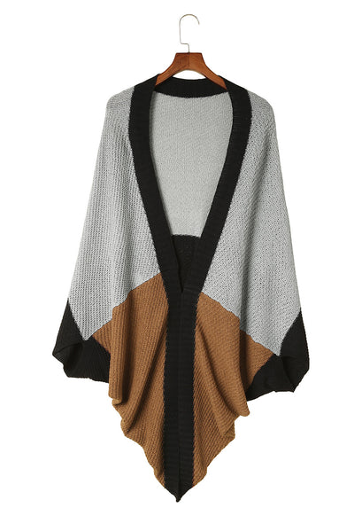 Brown Neutral Colorblock Drapey Cardigan