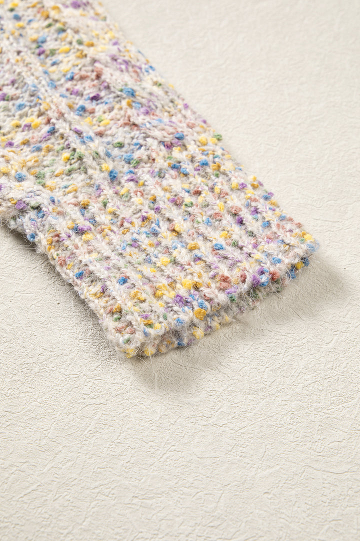 Multicolour Cozy Cable Knit Round Neck Long Sleeve Confetti Sweater