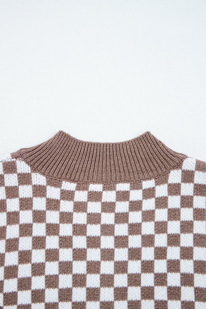 Mckinley Trim Checkerboard Knit Sweater