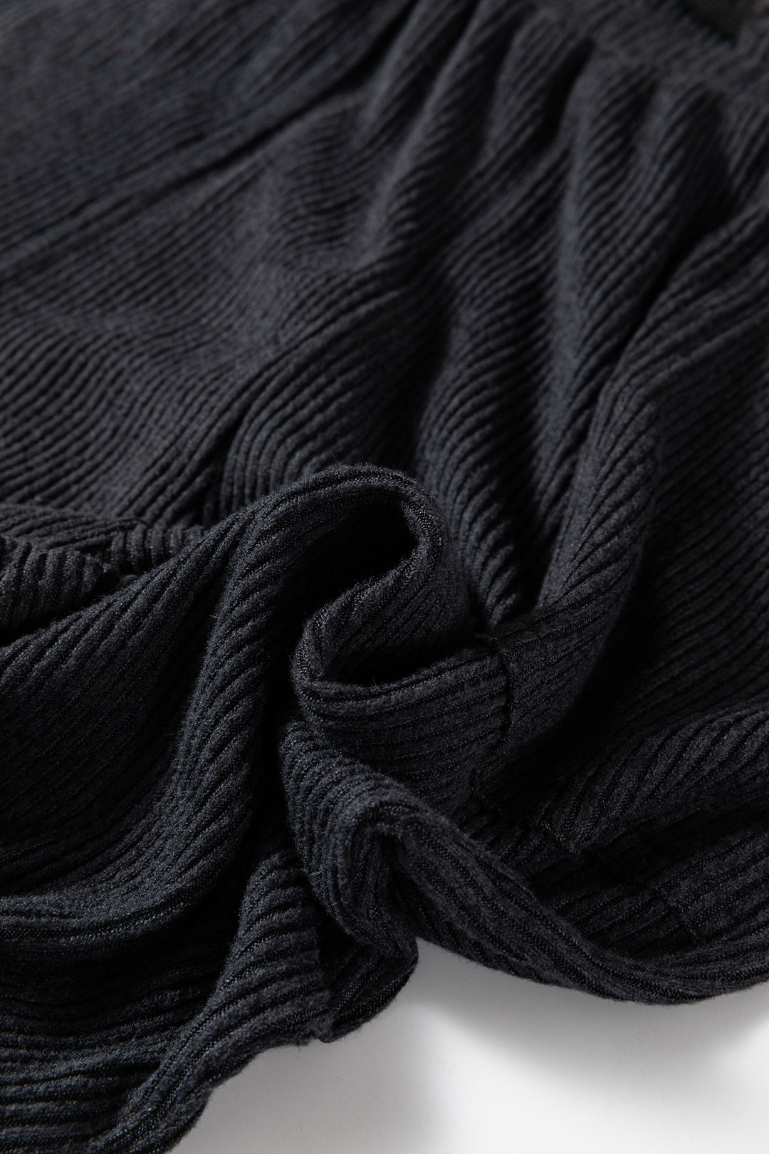 Black Ribbed Drawstring Active Jogger Pants